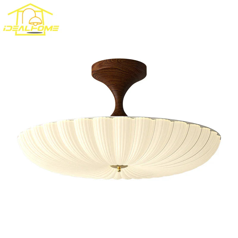 Afralia™ Walnut Shell Acrylic Iron Art Ceiling Lights LED Warm Round Lamp