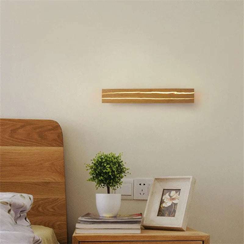 Afralia™ Wooden Grain LED Wall Lamp for Home Decor and Indoor Lighting