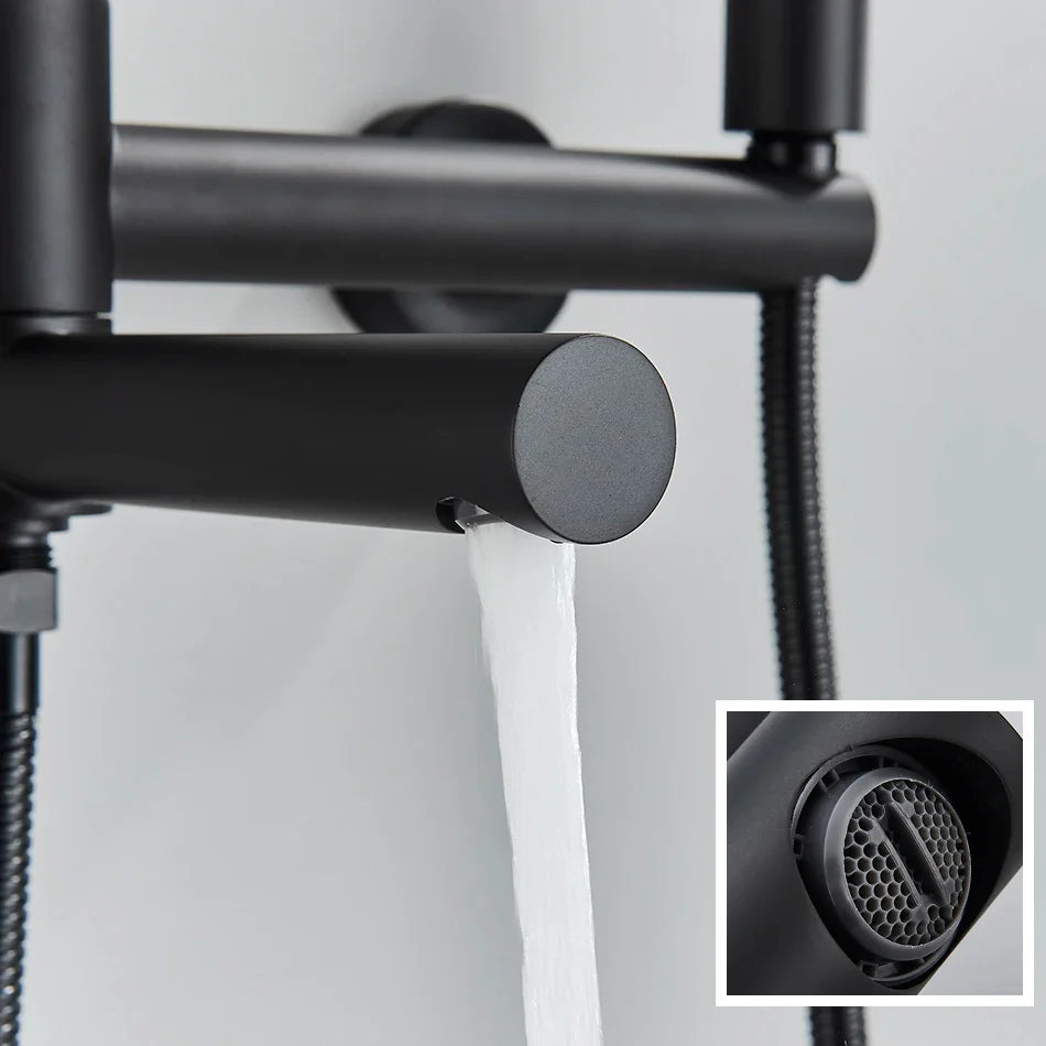 Afralia™ Wall Mount Bathtub Faucet with Hand Shower Mixer Set