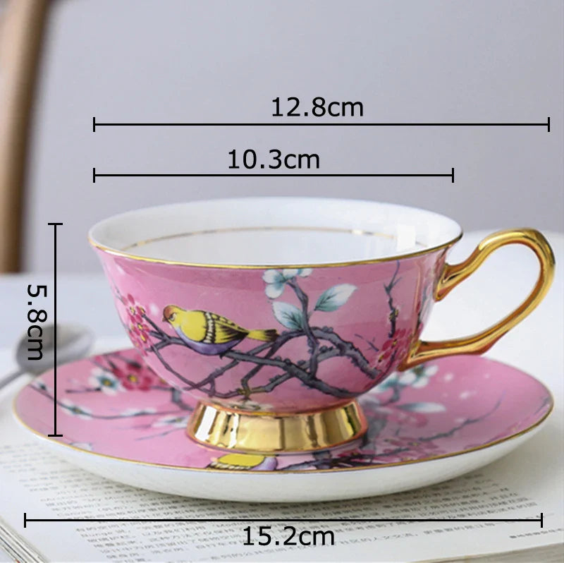 Afralia™ Cartoon Bird Pattern Ceramic Cup & Saucer Set for Dining Table and Coffee Mug