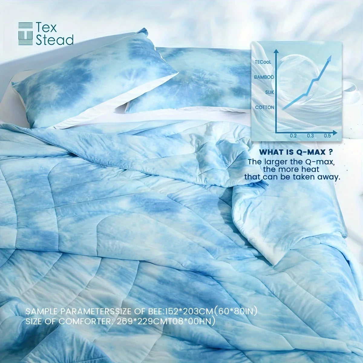 Afralia™ Tie-Dyed Wave Quilt Set: Summer Coolness (1 Quilt + 2 Pillowcases)