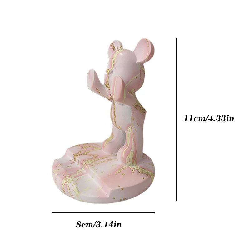 Afralia™ Resin Bear Phone Holder Sculpture: Office & Home Decor Gift