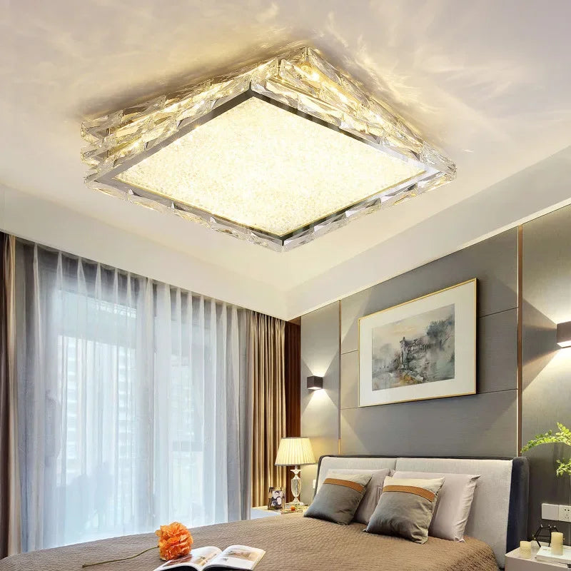 Afralia™ Crystal Ceiling Lamp: Nordic Gold LED Light for Bedroom, Hotel, Office, Living Room.