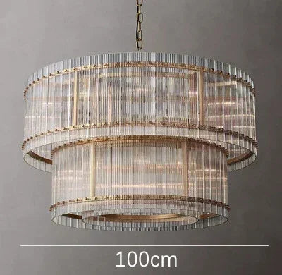 Afralia™ Gold Double Layer Ring Crystal Pendant Light for Bedroom Dining Living Room