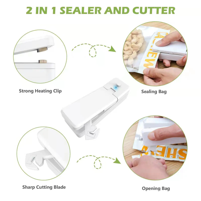 Afralia™ Mini Heat Sealer, USB Rechargeable Bag Clip, Kitchen Gadget