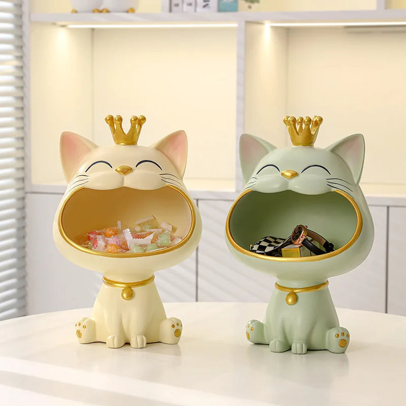 Afralia™ Lucky Cat Sculpture Storage Box Desk Decoration Miniature Figurine