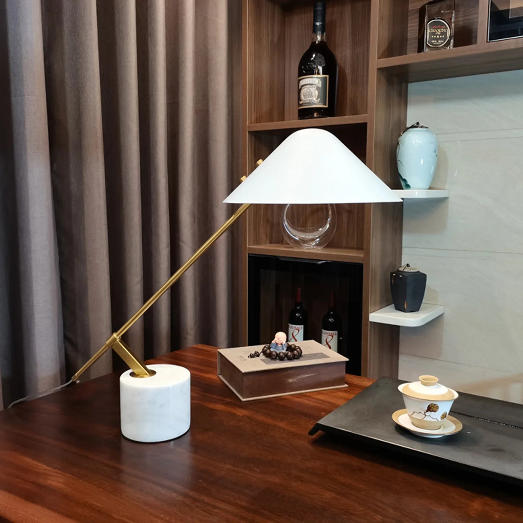 Afralia™ Marble Base Nordic Modern Table Lamp for Living Room, Bedroom, and Offices