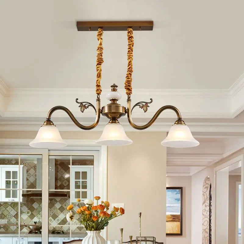 Afralia™ Coffee Colored Three Headed Pendant Light - Simple & Atmospheric for American Style Restaurant