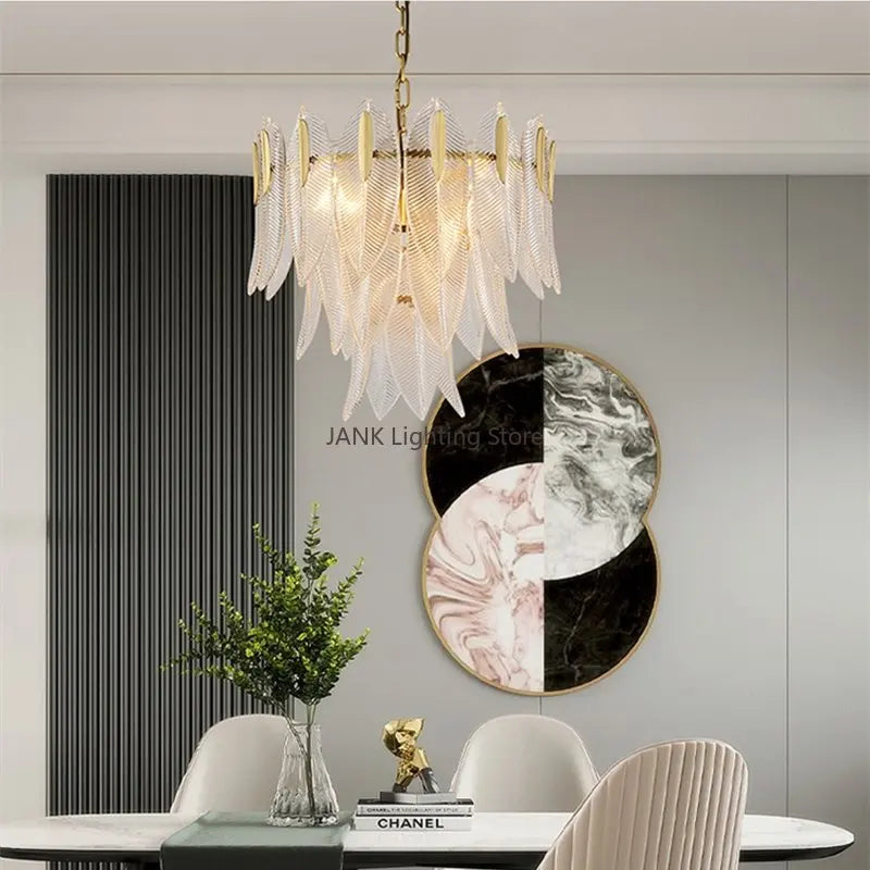 Afralia™ Leaf Glass Pendant Lamp: Modern Luxury Crystal Suspension for Living Room, Restaurant, Bedroom.