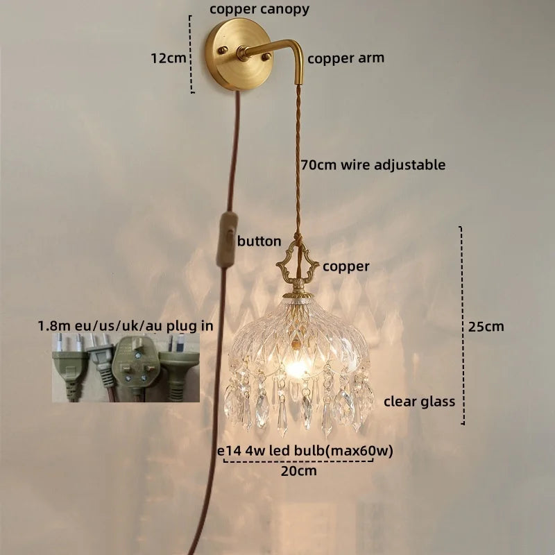 Afralia™ Crystal Glass LED Wall Sconce - Luxury French Stair Light for Home Decor