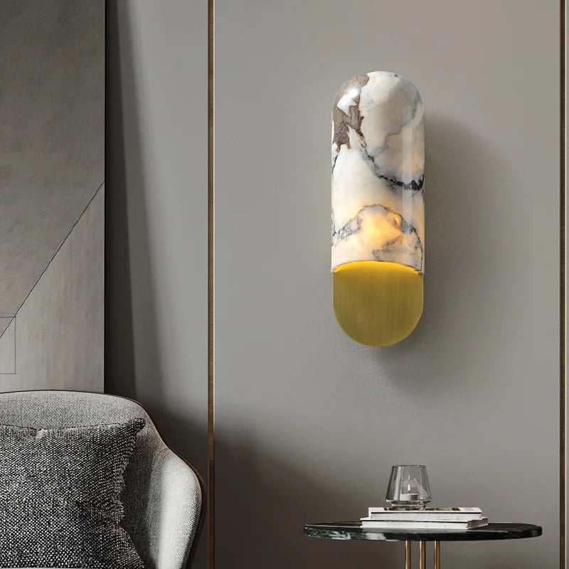 Afralia™ Copper Marble LED Wall Lamp - Morden Style High End Sconce for Bedroom & Corridor