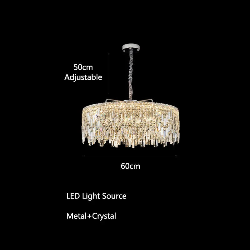 Afralia™ Luxury Crystal Round LED Chandelier 2024 | Creative Home Decor Lighting