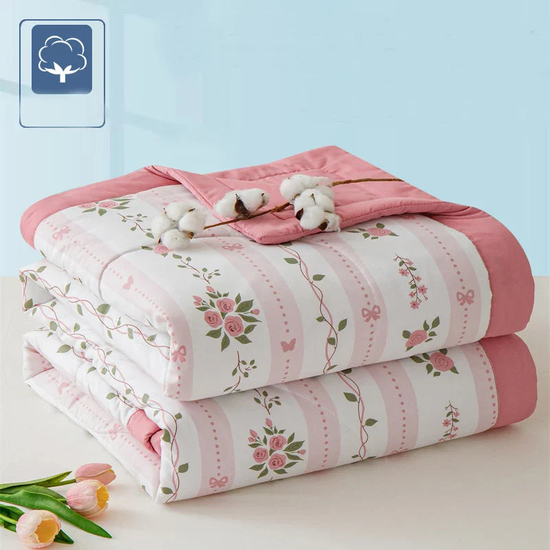Afralia™ Lightweight Summer Quilt: Soft Skin-Friendly Comforter with Cotton Fill