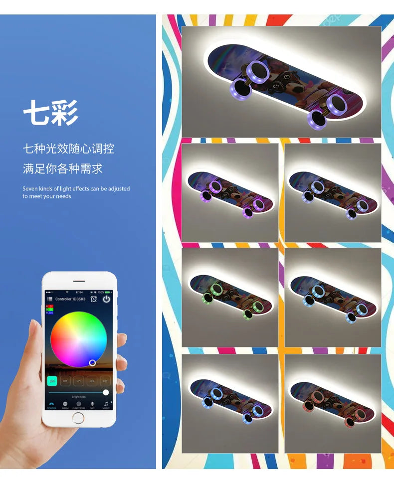 Afralia™ Kids Skateboard LED Ceiling Light for Modern Children's Rooms