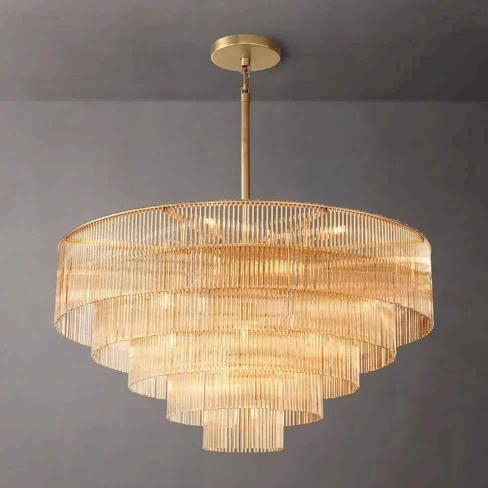 Afralia™ Scandinavian Glass Shade Brass Chandelier – Dining Room Art Deco Ceiling Light