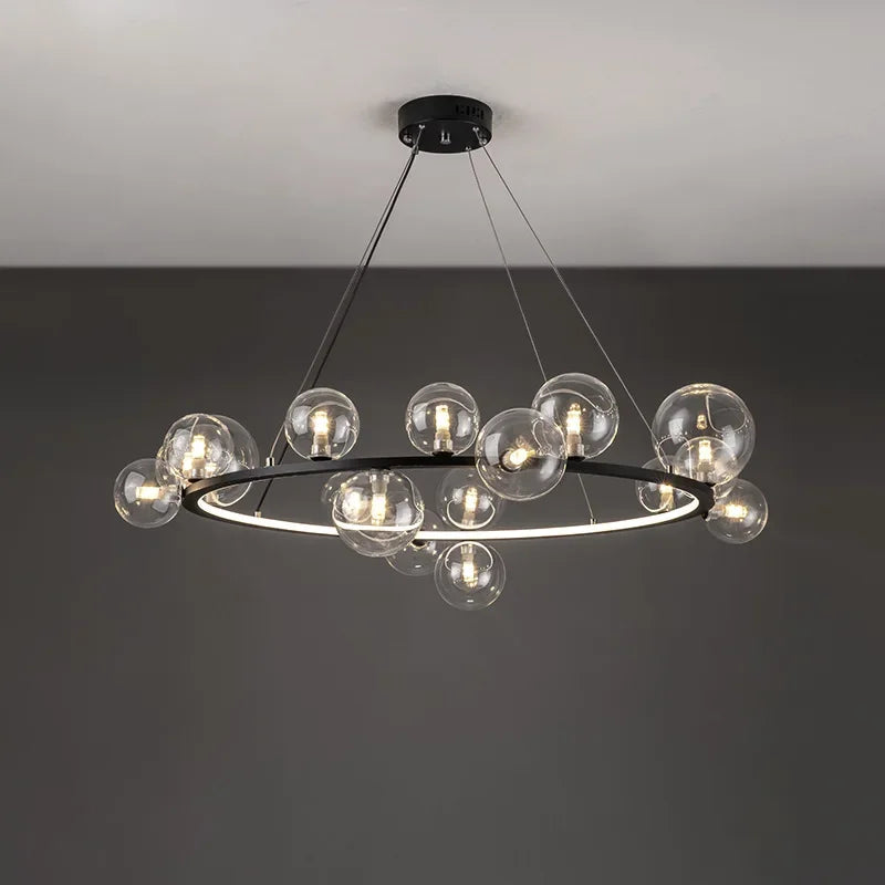 Afralia™ Clear Glass LED Chandelier: Modern Nordic Hall Parlor Lighting Fixture