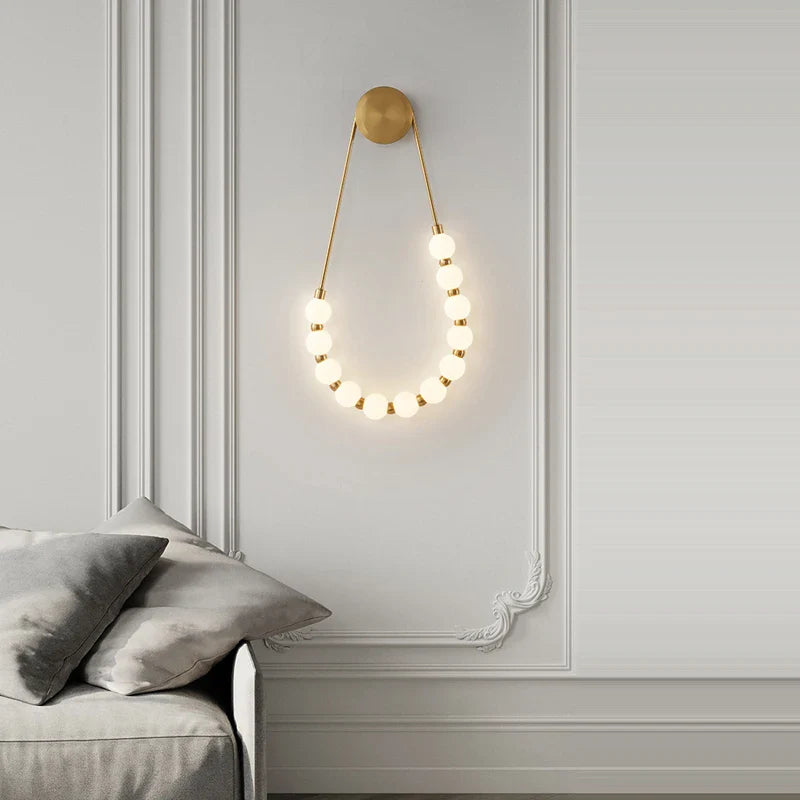 Afralia™ Black Gold LED Her Necklace Wall Lamp Sconce for Bedroom & Corridor