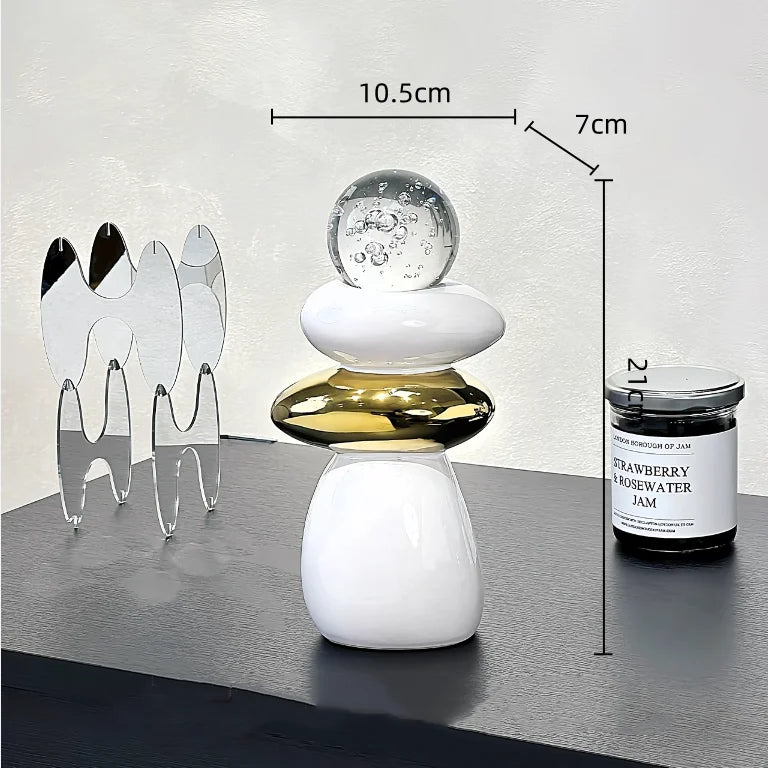 Afralia™ Decorative Crystal Ball Statue Figurines for Home Decor - Geometric Stone Pile