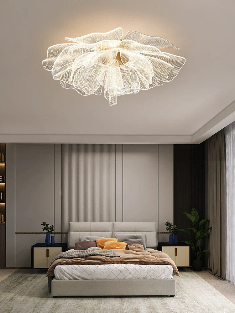 Afralia™ Flower Gold LED Ceiling Chandelier for Home Decor Lighting