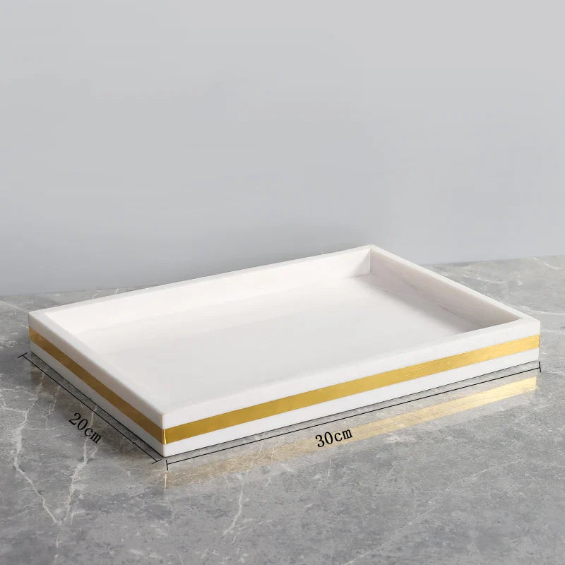 Afralia™ White Marble Gold Bathroom Set