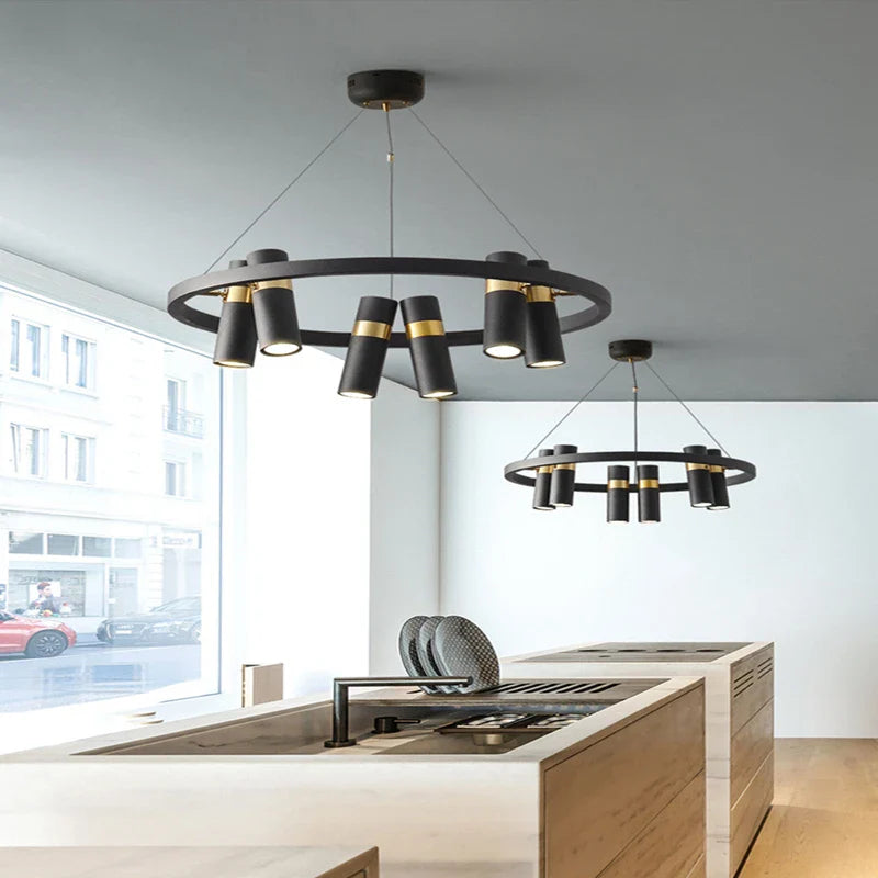 Afralia™ Modern Black Metal Pendant Lights with Rotatable Design for Living Room, Dining, Kitchen, Bar