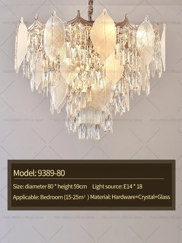 Afralia™ Crystal Leaves Chandelier: Elegant Postmodern Lighting for Living Room, Dining Room, Bedroom