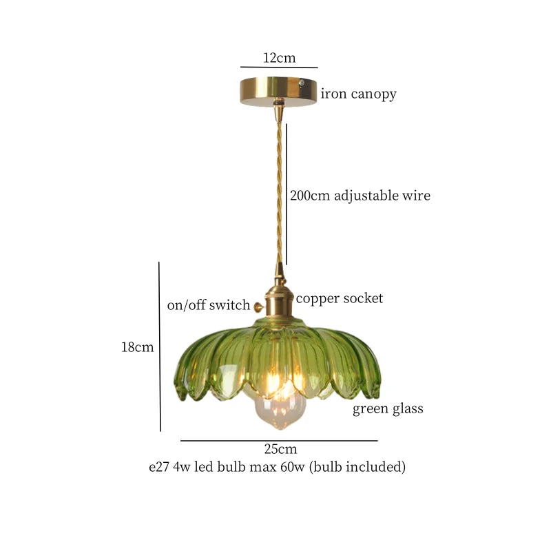 Afralia™ Green Glass LED Pendant Light Fixture - Modern Nordic Hanging Lamp