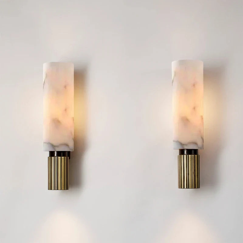 Afralia™ Modern Marble Wall Lamp with Copper Finish for Foyer, Villa, Bedroom Elegance