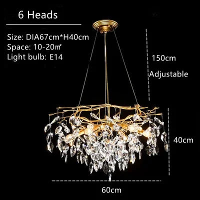 Afralia™ Crystal Pendant Chandelier: Luxury Branch Shape for Home Living Room Decor