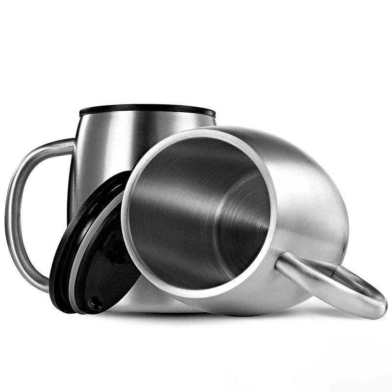 Afralia™ Stainless Steel Coffee Beer Cup with Handle for Home & Office