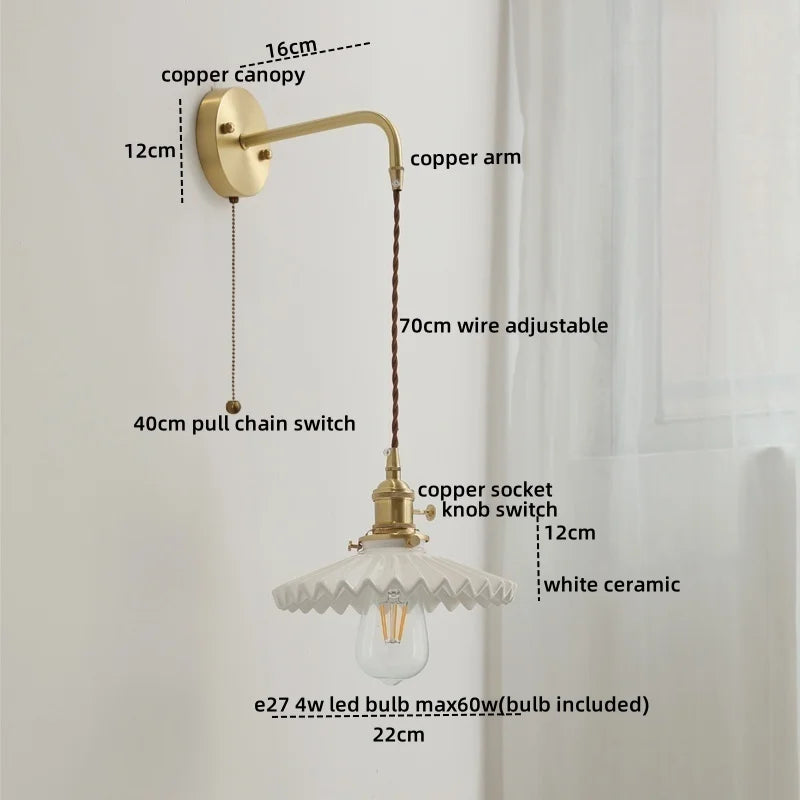 Afralia™ Ceramic Copper LED Wall Lights - Modern Bedroom Living Room Lamparas De Pared