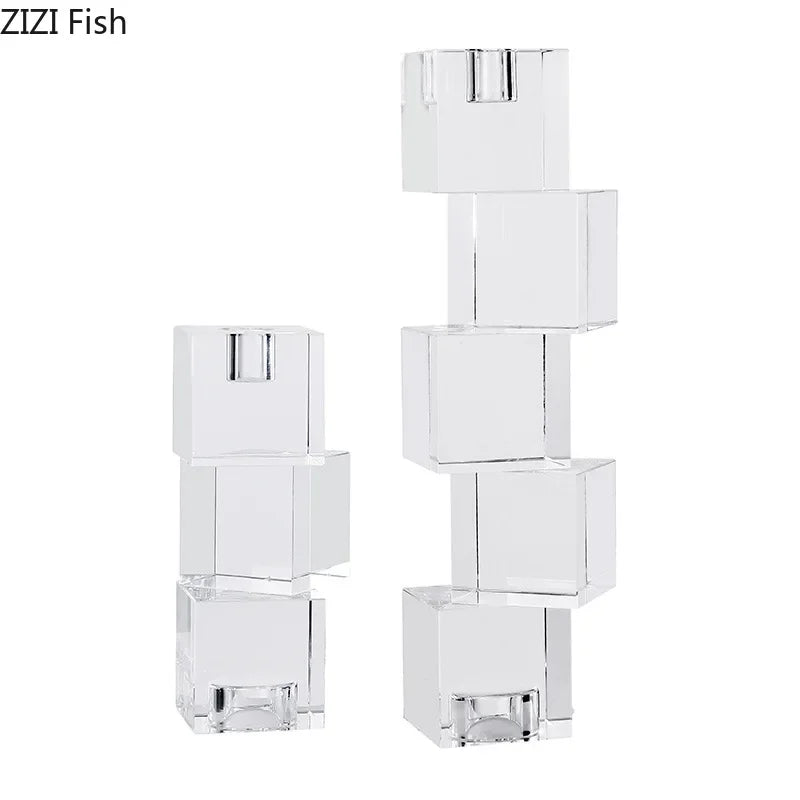 Afralia™ Square Crystal Candle Holders Modern Decor_CUBE