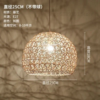 Afralia™ Hand Woven Rattan Pendant Lights Chandelier Bamboo Modern Living Room Decor