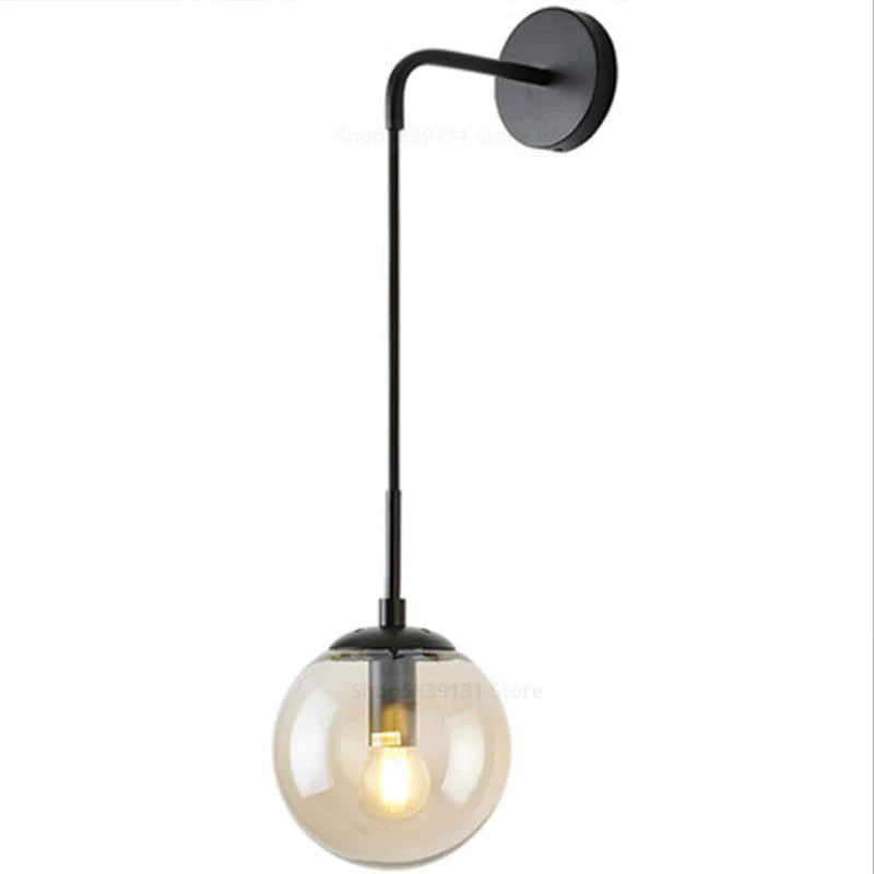 Afralia™ Glass Ball LED Wall Light for Bedroom Decoration and Living Room Fixtures