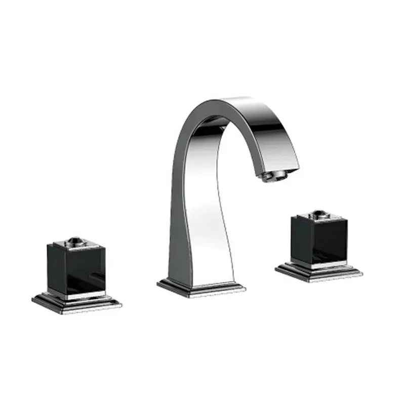 Afralia™ Chrome Brass Bathroom Faucet | Waterfall Sink 3-Hole Widespread Tap