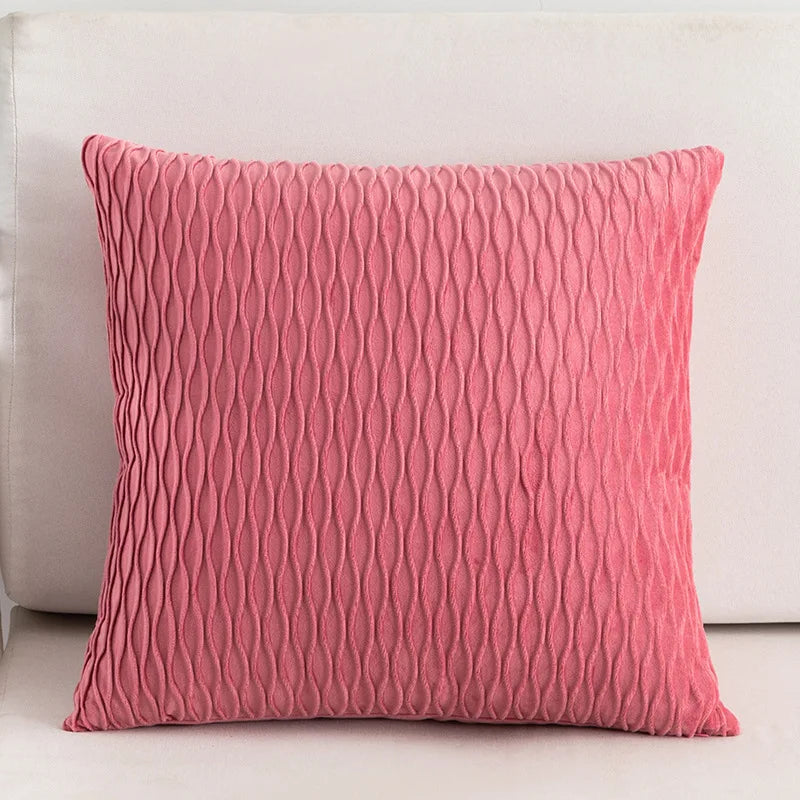 Afralia™ Velvet Striped Pleated Square Pillowcase