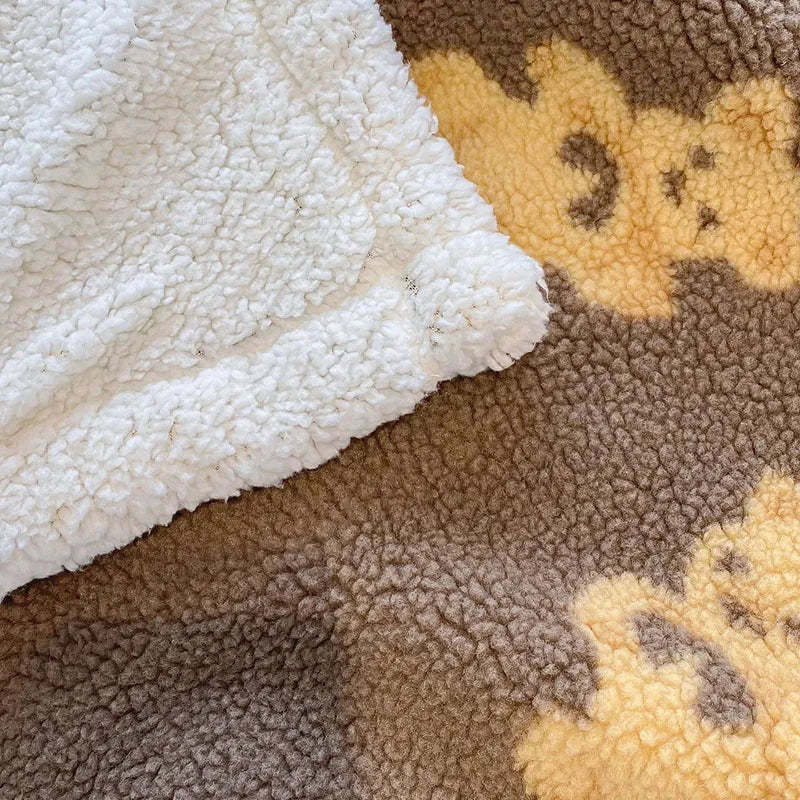 Afralia™ Little Bear Lamb Plush Blanket, Double Layered Warm Fleece Cover