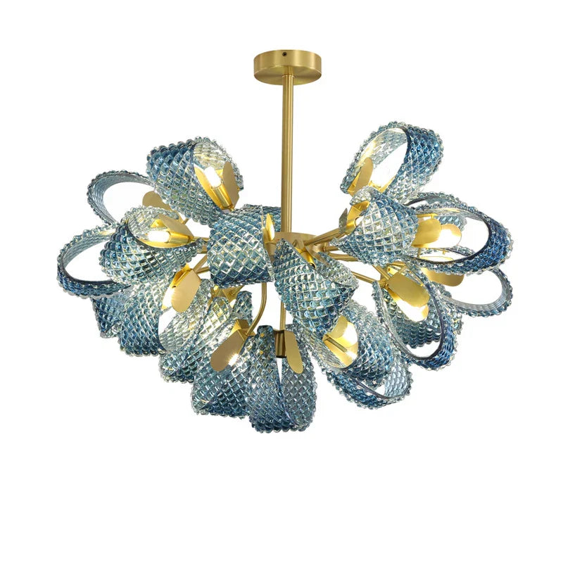 Afralia™ Blue Queen Crystal Glass LED Ceiling Chandelier - Elegant Lighting Fixture for Living Room