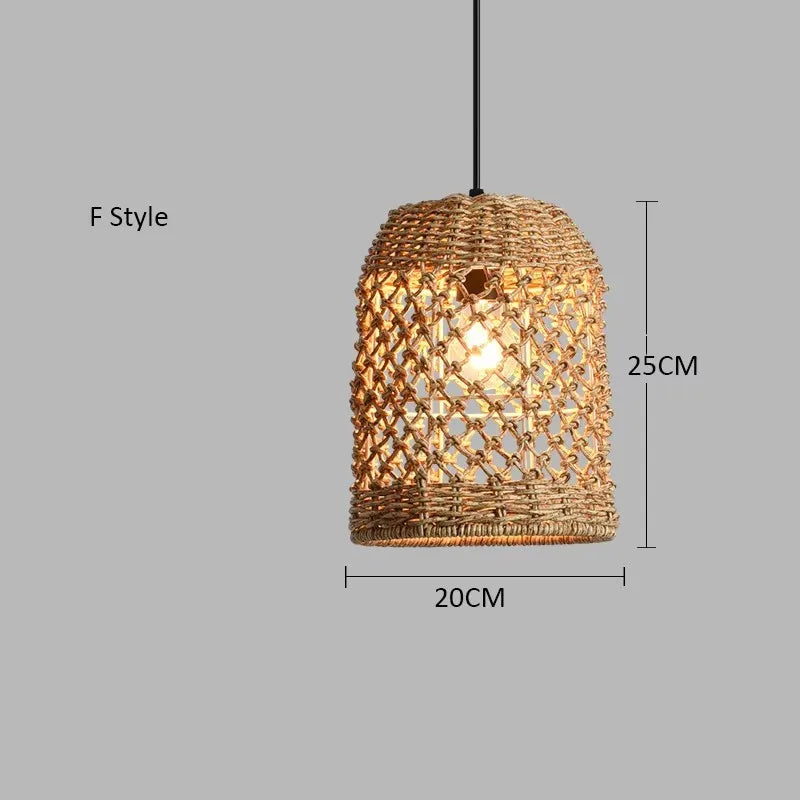 Afralia™ Hand-woven Natural Rattan Chandelier Pendant Light for Living Room Décor
