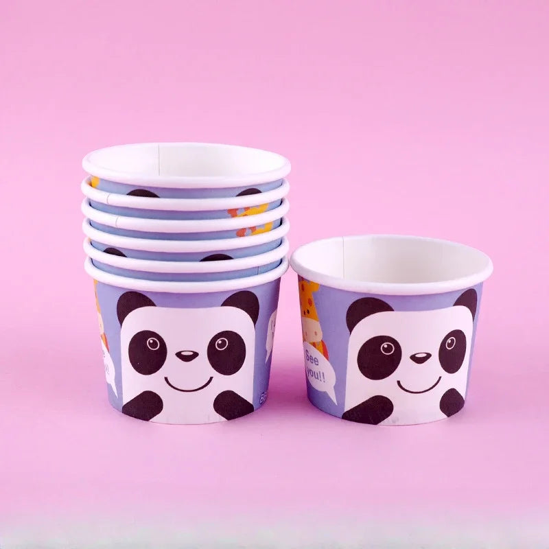 Afralia™ Cartoon Paper Cups 50PCS 100ml Small Round Disposable Dessert Ice Cream Bowl