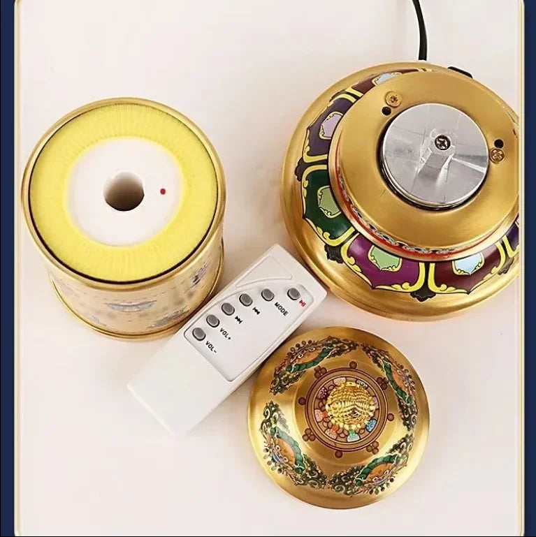 Afralia™ Tibetan Manchala Prayer Wheel - Eight Auspicious Scriptures Desktop Ornament
