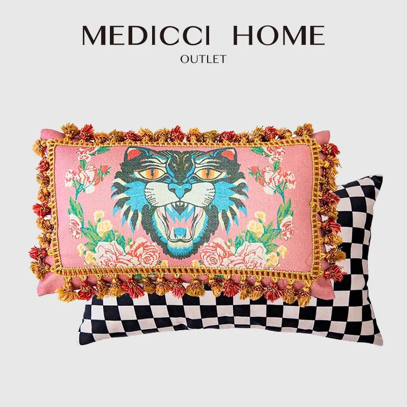 Afralia™ Cat Print Velvet Throw Pillow Case Luxury Cushion Hand Made