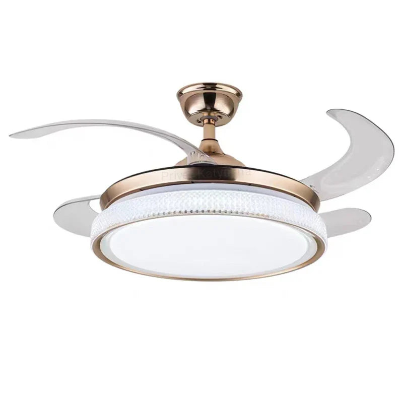 Afralia™ Modern LED Ceiling Fan with Retractable Blades and Remote Control