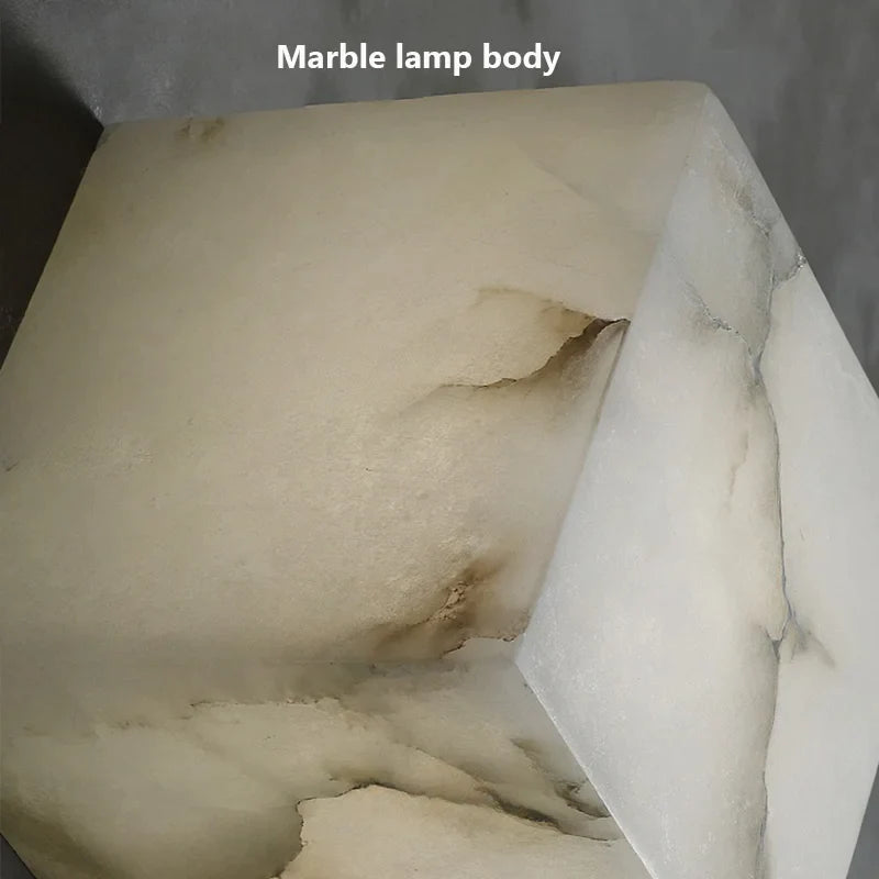 Afralia™ Cube Marble Wall Lamp Natural Stone LED Sconce for Bedroom and Hallway Lighting