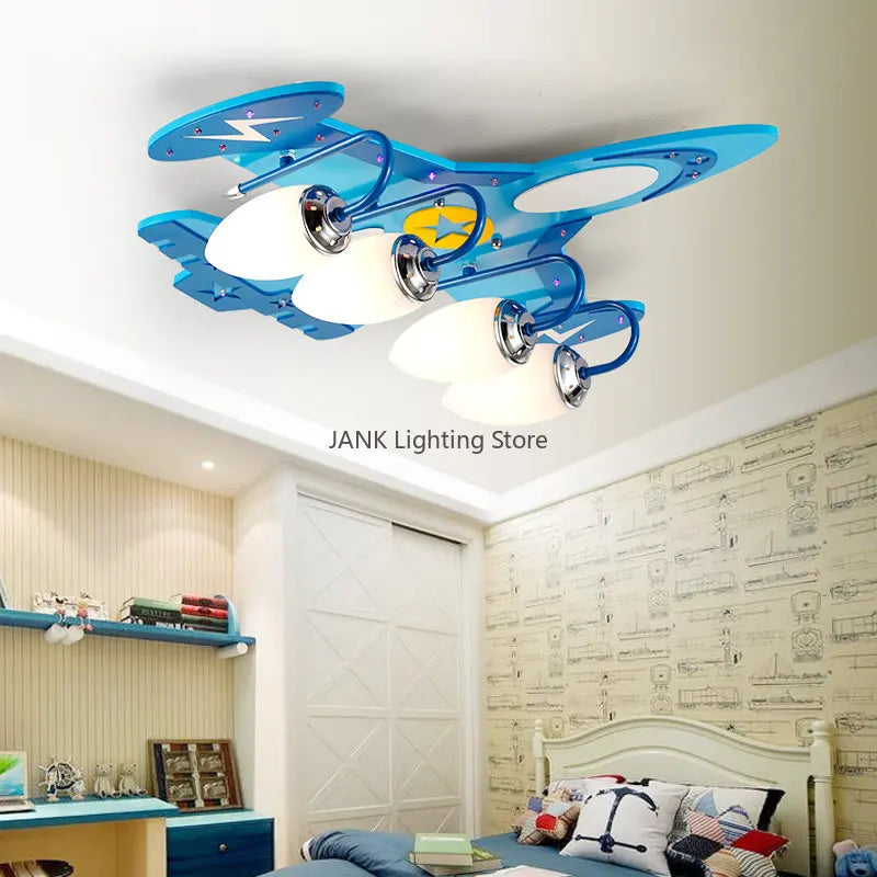 Afralia™ Airplane Kids LED Chandelier: Eye-Friendly Baby Boy Room Lighting for Environmental Decor.