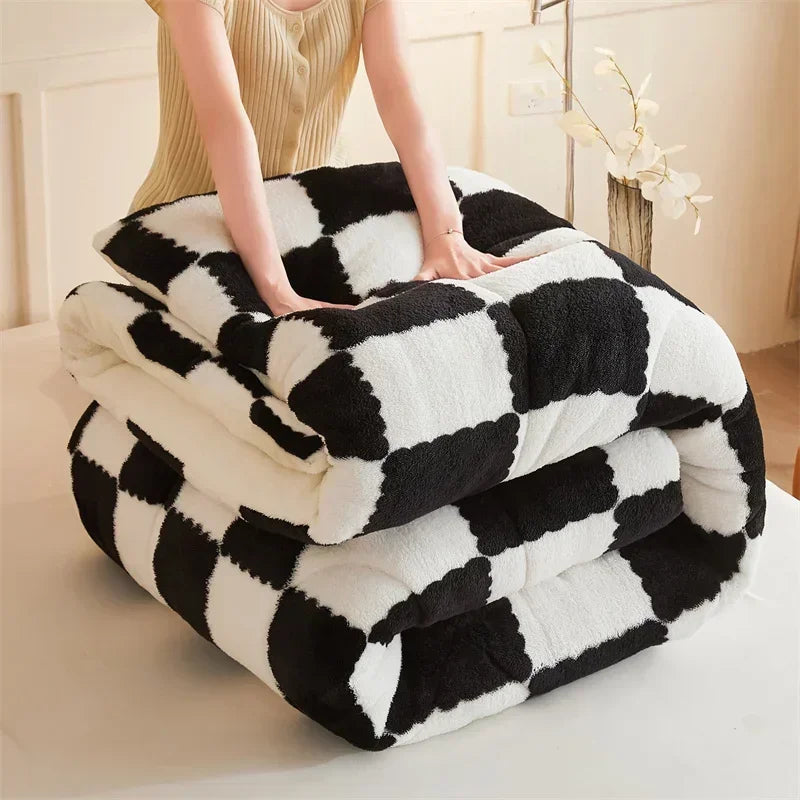 Afralia™ Cozy Checkerboard Winter Blanket - Super Thick & Soft Cashmere Duvet Comforter