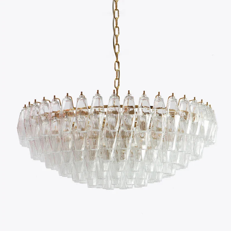 Afralia™ Amber Glass Ceiling Chandelier - Vintage Luxury Round Classic Hanging Lamp