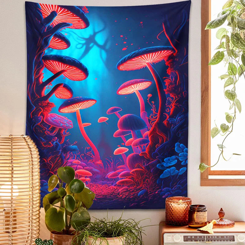 Afralia™ Psychedelic Mushrooms Tapestry Wall Hanging for Colorful Home Decor