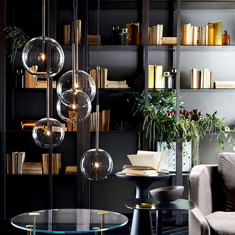 Afralia™ Glass Ball Chandelier: Modern Luxury Lighting Fixture for Living Room, Bedroom, Restaurant - Pendant Lights, Stairs Hanging Lamp