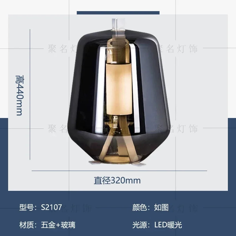 Afralia™ Nordic Glass Table Lamp Modern Luisa Desk Lamp LED Reading Lighting